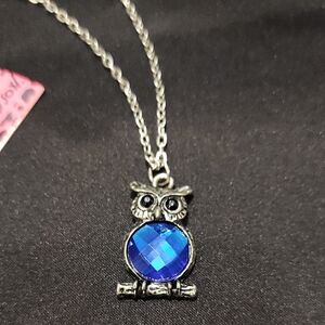 Betsey Johnson Blue Owl Pendant Necklace